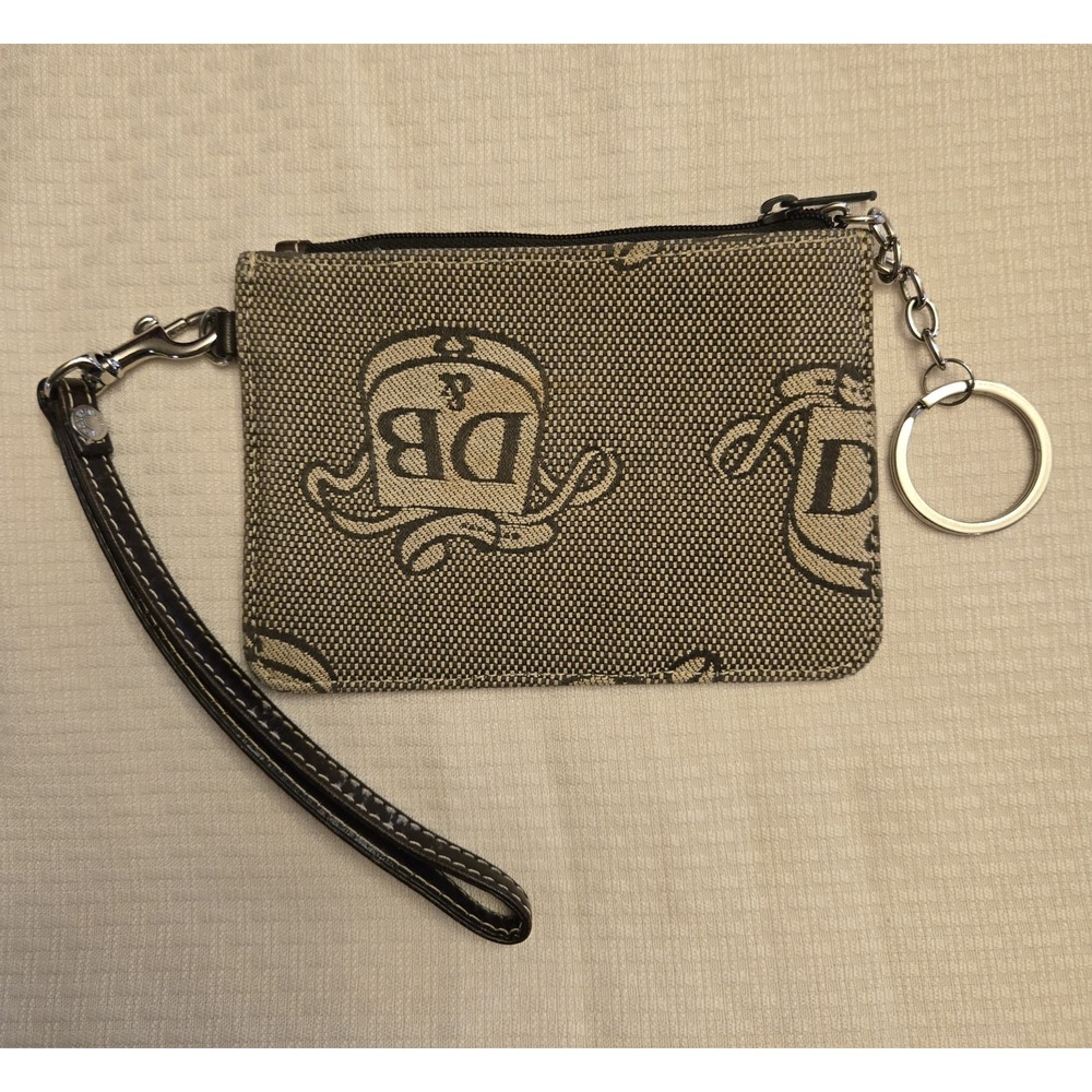 Vintage DOONEY & BOURKE Canvas Wristlet & Keychain Change Purse Donegal Crest